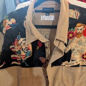 Sonoma Men's Tan and Black Tattoo Graphic Shirt